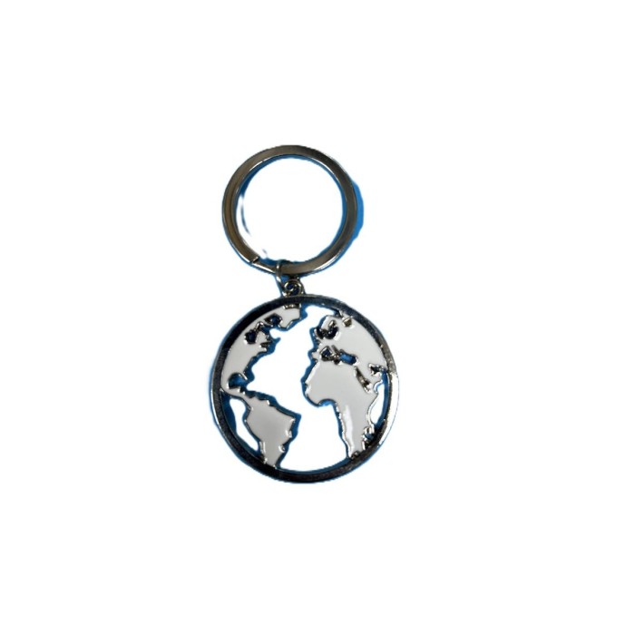 PORTACHIAVE TONDO GLOBO BIANCO E ARGENTO D4X7.5
